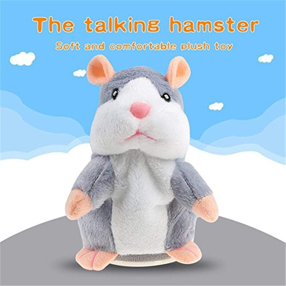 Plush Interactive Toys PRO Talking Hamster Repeats What You Say Electronic Pet Chatimals Mouse Buddy for Boy and Girl, 5.7 X 3 Inches, Gray